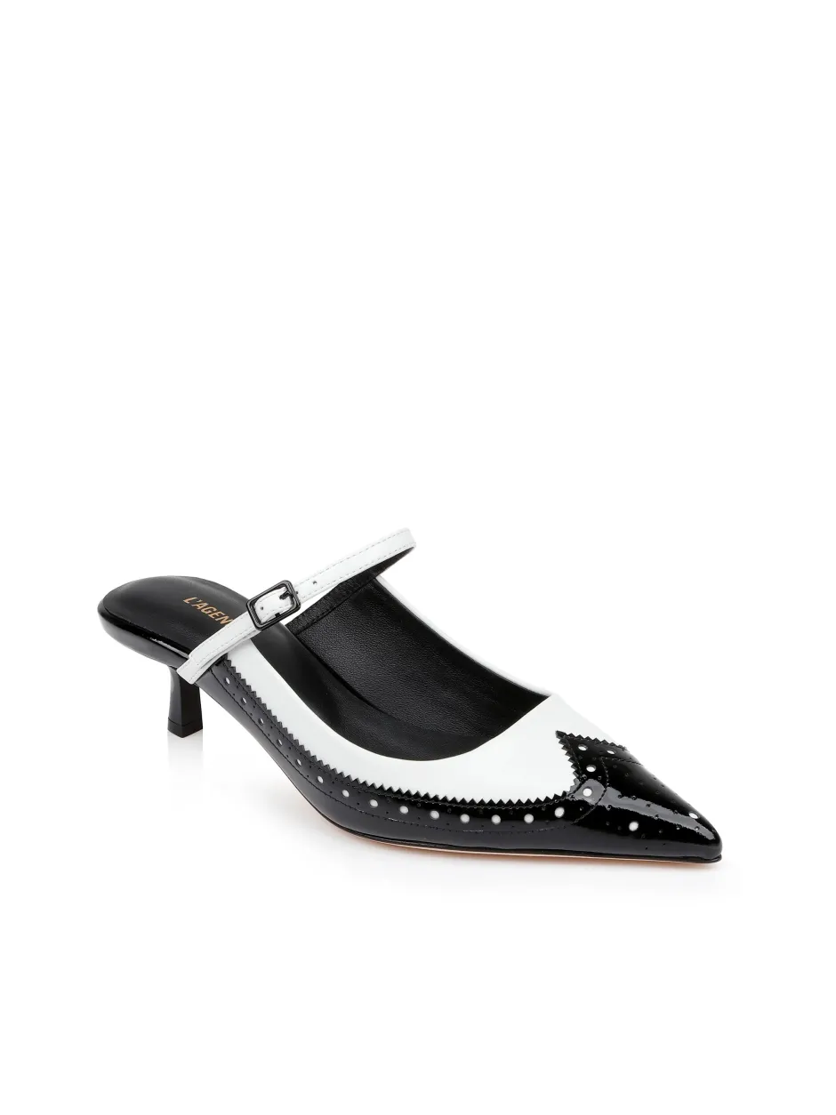 Discount L’Agence - Elle Patent Leather Mule - Black and White Patent Shoes