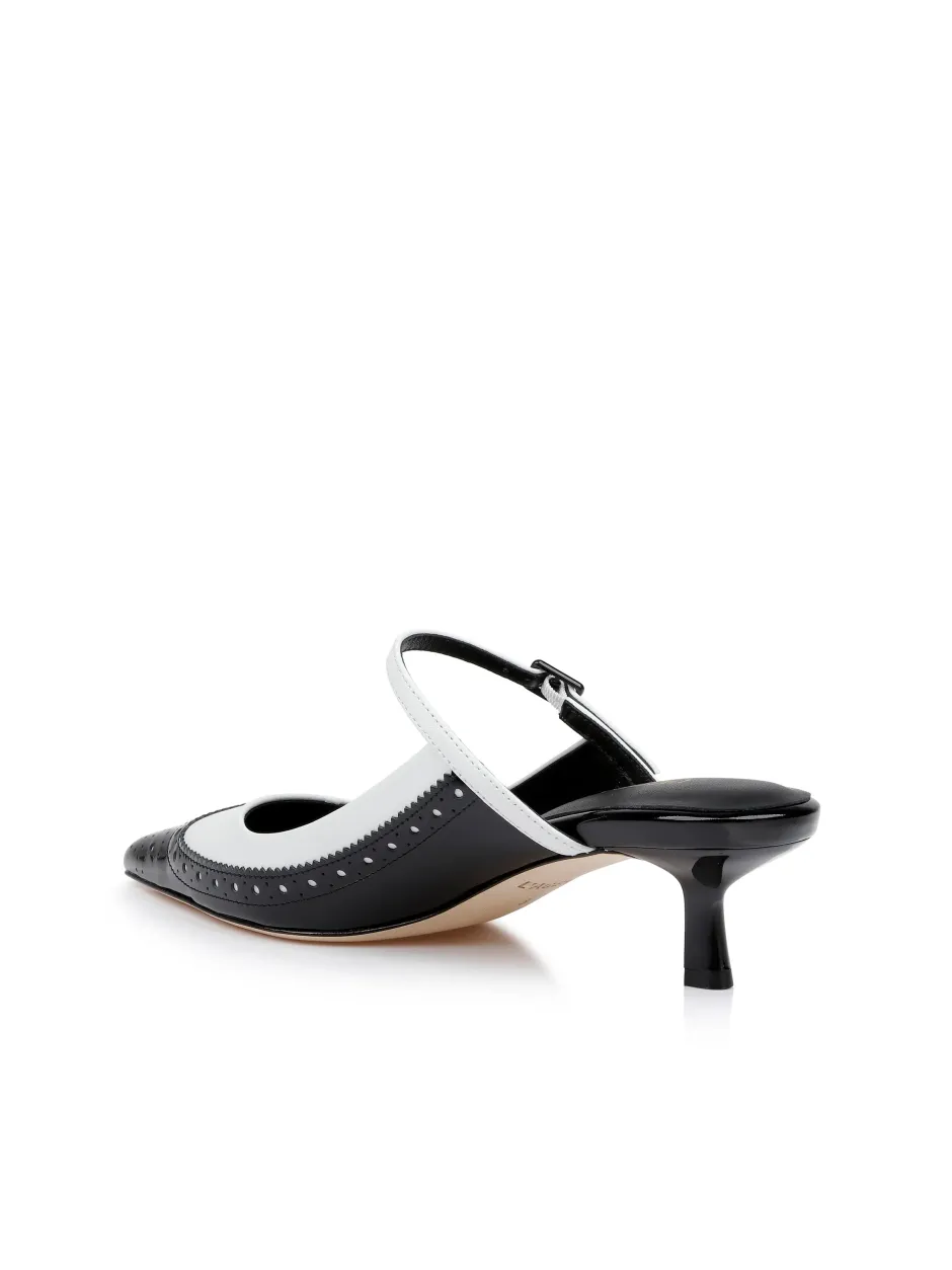 Discount L’Agence - Elle Patent Leather Mule - Black and White Patent Shoes