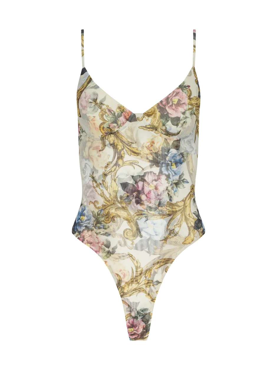 Hot L’agence - Elowen Underwire Bodysuit - Vintage White Floral Baroque Bodysuits