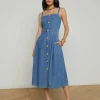 Best - Esmeralda Chambray Dress - Stokes Midi | Midi Dresses