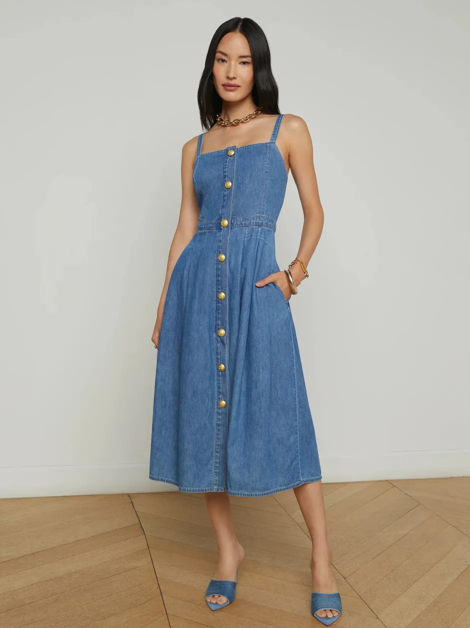Best - Esmeralda Chambray Dress - Stokes Midi | Midi Dresses