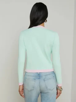 Discount - Estefania Cardigan - Pale Jade/Pink Sweaters & Knits