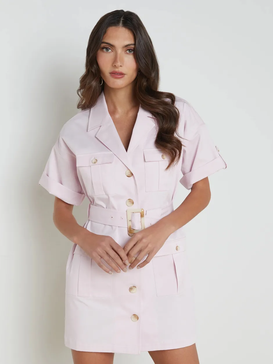 Discount L’agence - Everest Safari Shirtdress - Lilac Snow Dresses | Mini Dresses