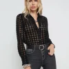 Sale L’agence - Hailey Blouse - Black Houndstooth Blouses