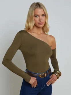 Online L’agence - Hattie One Shoulder Top - Pine One Shoulder