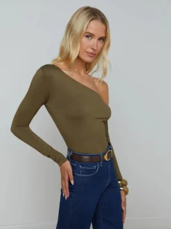 Online L’agence - Hattie One Shoulder Top - Pine One Shoulder