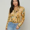 Online - Holly Blouse - Gold Multi Watercolor Tiger Animal Print | Blouses