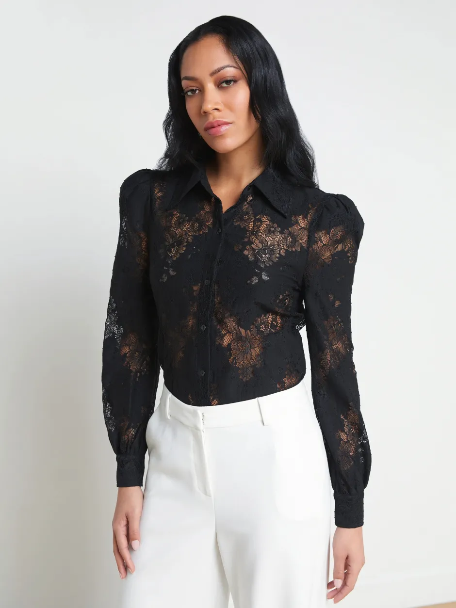 Discount L’agence - Jenica Lace Blouse - Black Blouses