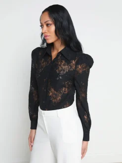 Discount L’agence - Jenica Lace Blouse - Black Blouses