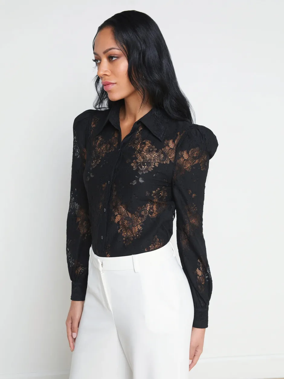 Discount L’agence - Jenica Lace Blouse - Black Blouses