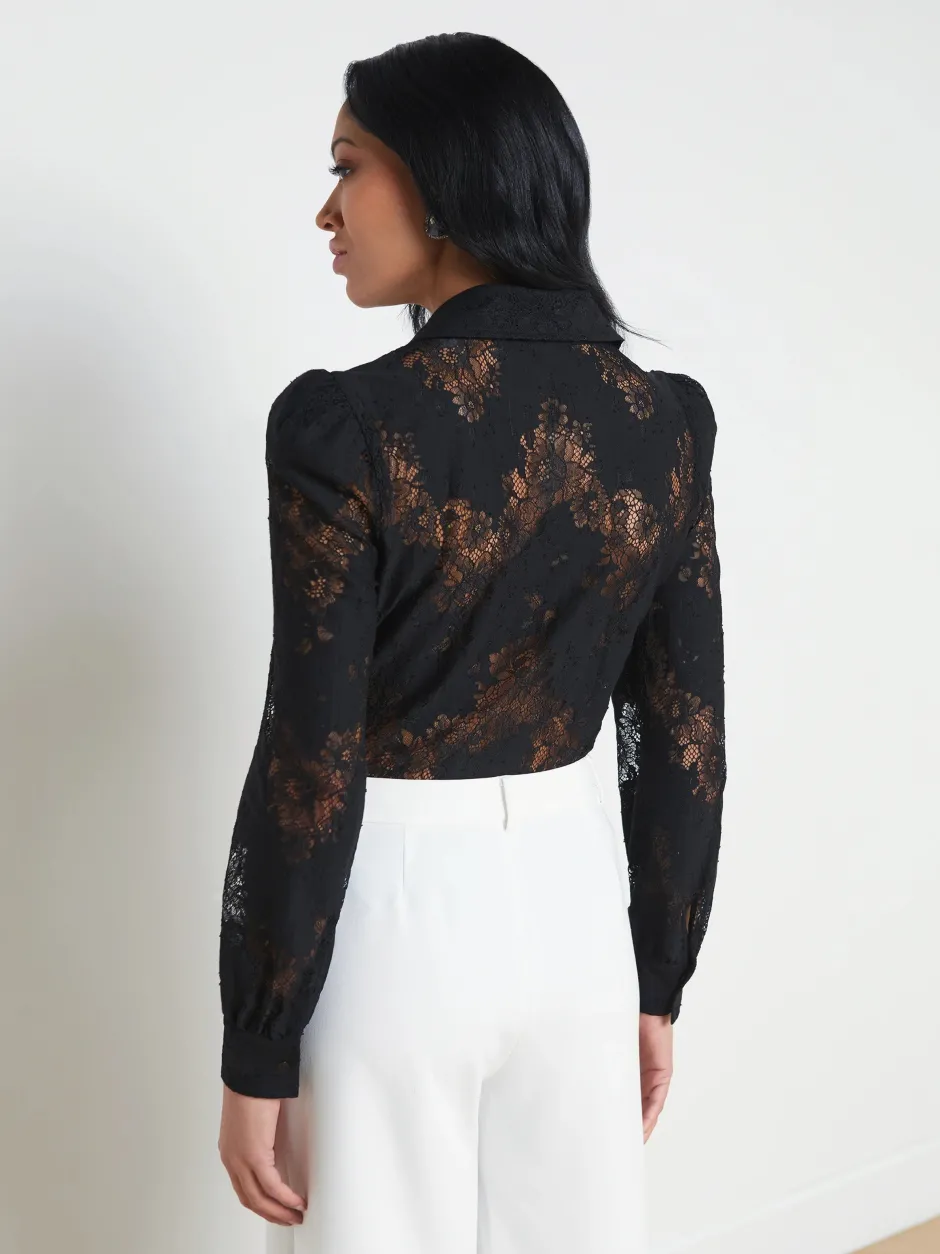 Discount L’agence - Jenica Lace Blouse - Black Blouses