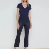 Clearance - Kendra Coated Cropped Flare Jean - Midnight Coated Flare | Denim