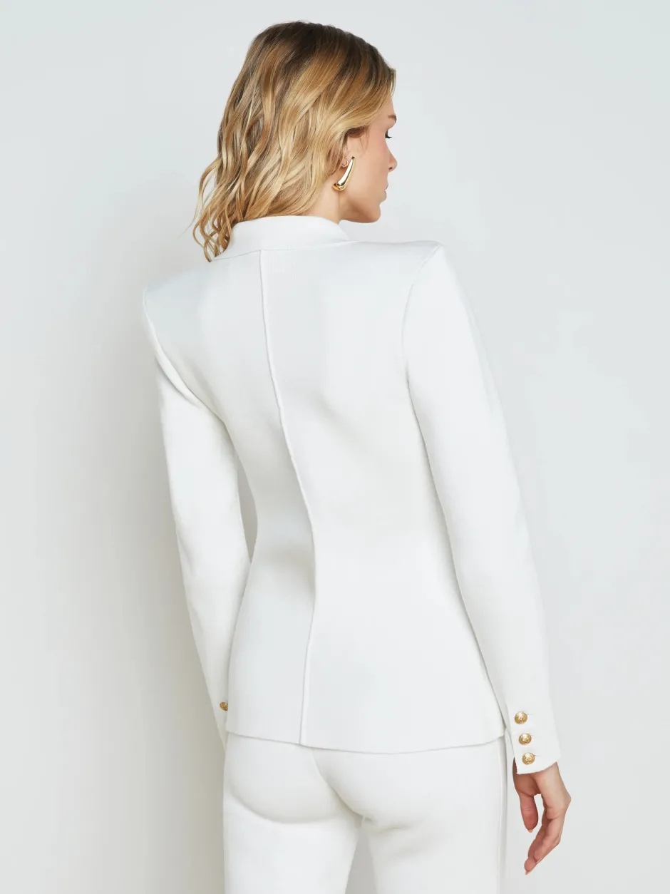 New L’agence - Kenzie Knit Blazer - White/Gold Blazers
