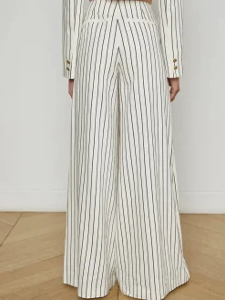 Outlet - Kingston Striped Wide-Leg Pant - Vintage White/Black Pinstripe Pants