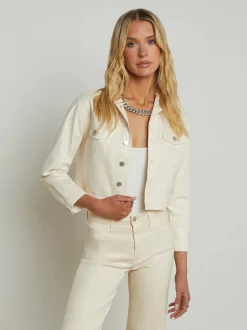 Hot - Koda Coated Cropped Denim Jacket - French Vanilla Coated Denim Jackets | Jackets