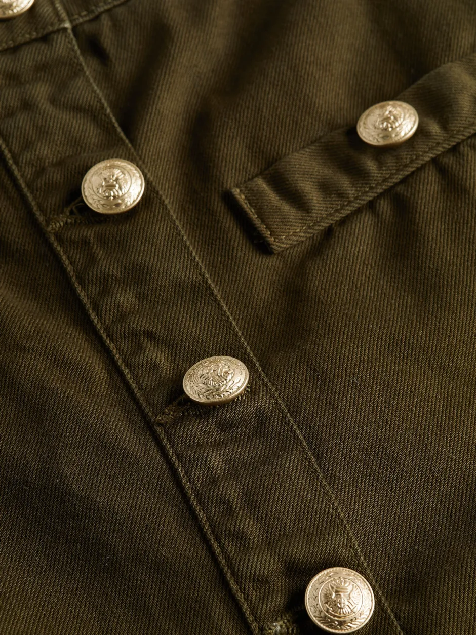 Discount L’agence - Kris Button Front Mini Skirt - Olive Grove Mini Skirts