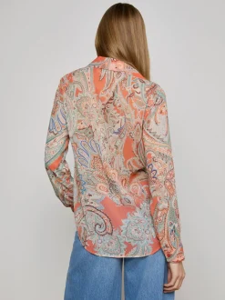 Fashion - Laurent Paisley Blouse - Orange/Light Blue Traditional Paisley Blouses