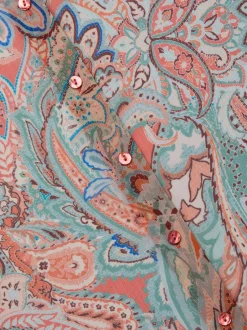 Fashion - Laurent Paisley Blouse - Orange/Light Blue Traditional Paisley Blouses