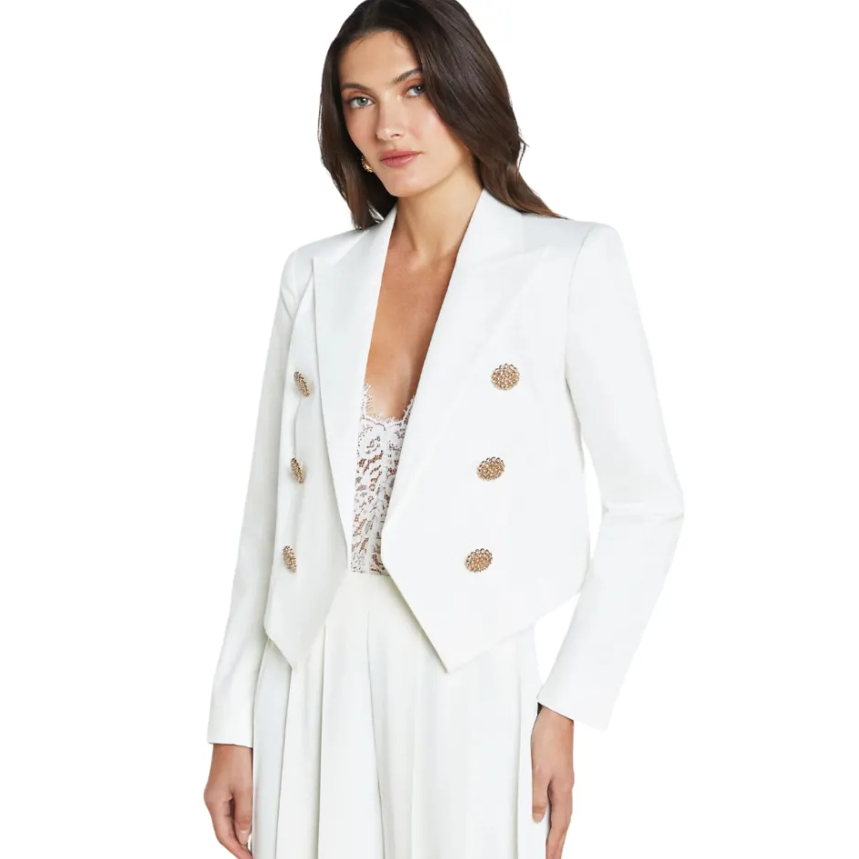 Fashion - Lila Open-Front Blazer - White Blazers