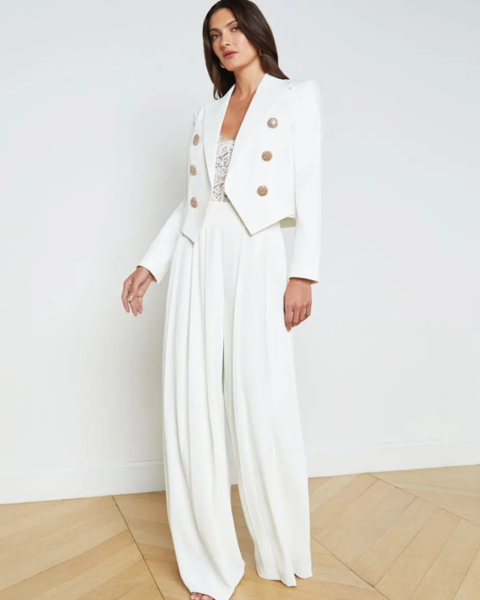 Fashion - Lila Open-Front Blazer - White Blazers