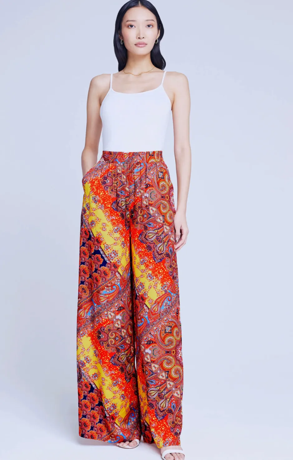 Online L’agence - Lillian Pant - Multi Paisley Scarf Pants