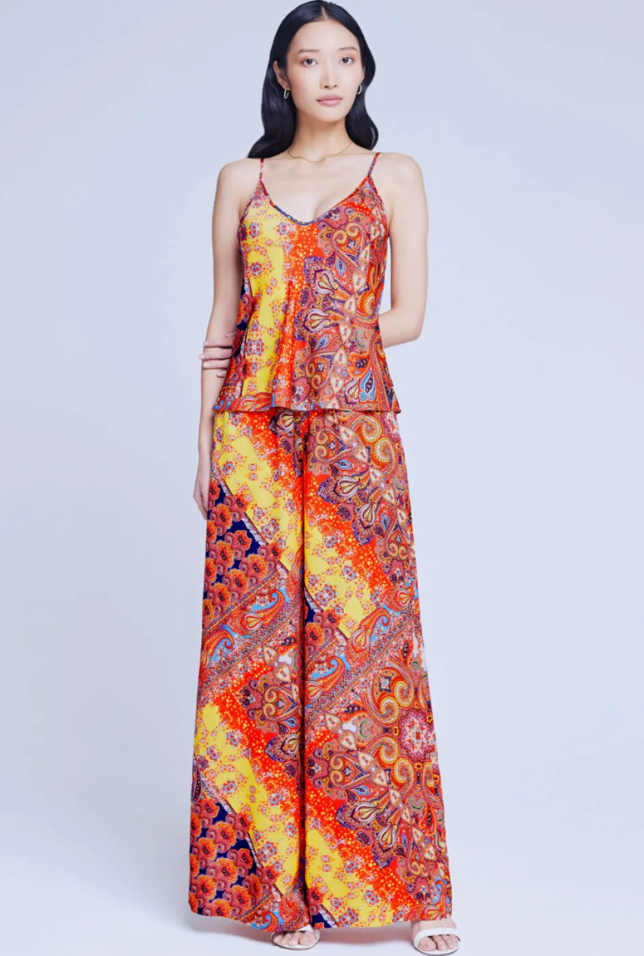 Online L’agence - Lillian Pant - Multi Paisley Scarf Pants