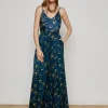 Clearance - Lillian Satin Wide-Leg Pant - Midnight Multi Horseshoe Pants