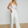 New - Livvy Straight-Leg Trouser - White/Black Pants
