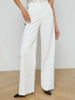 New - Livvy Straight-Leg Trouser - White/Black Pants
