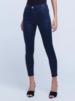 New L’agence - Margot H/R Skinny - Navy Coated Denim | All Denim