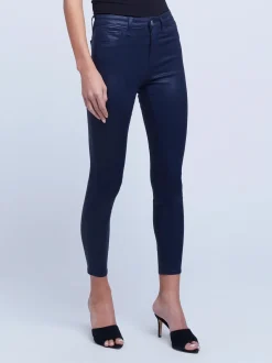 New L’agence - Margot H/R Skinny - Navy Coated Denim | All Denim