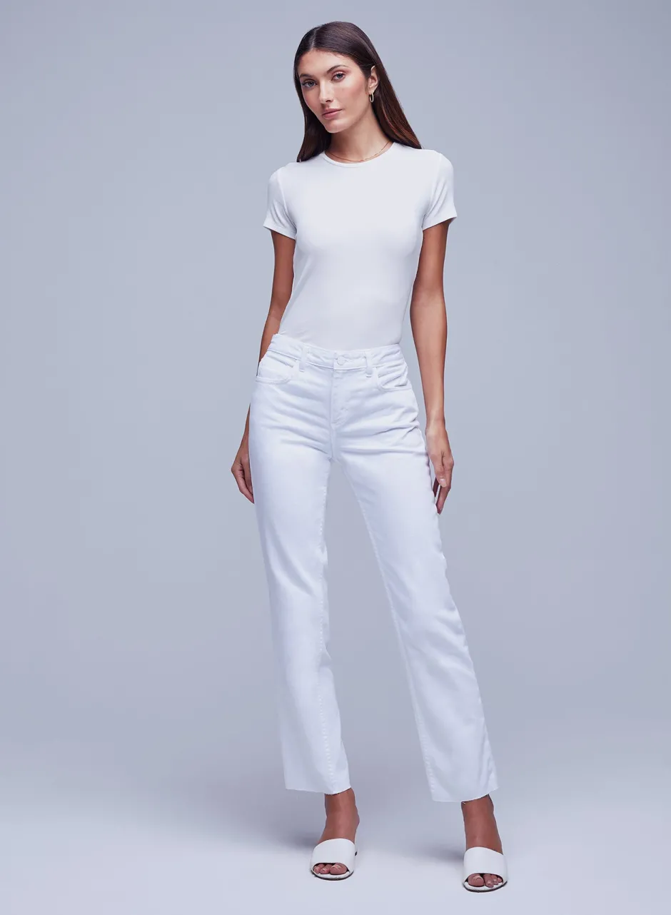 Outlet L’agence - Milana L/R Stovepipe Jean - Blanc Denim | All Denim