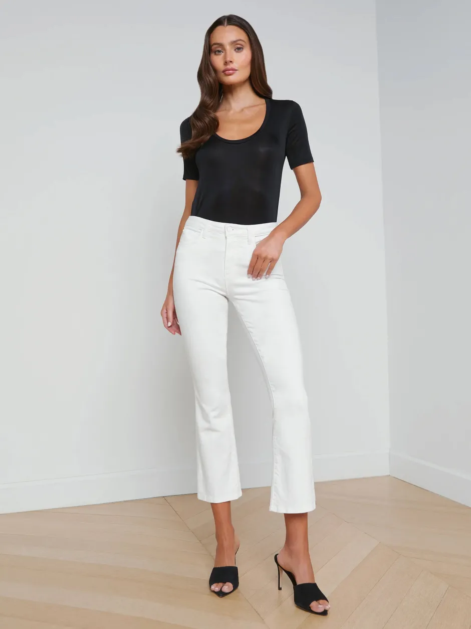 New L’agence - Mira Cropped Micro Boot Jean - Blanc Flare | Crop