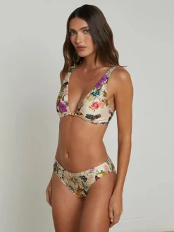 New - Nicole Bikini Bottom - Vintage White Multi Charonda Butterfly Bikini