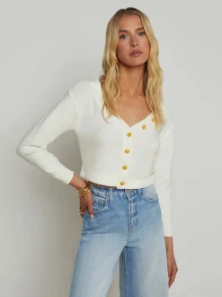 Fashion - Nopal Cropped Cardigan - Ivory/Gold Sweaters & Knits