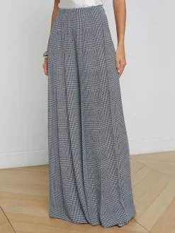 Fashion - Nova Pleated Wide-Leg Pant - White/Black Glen Plaid Pants