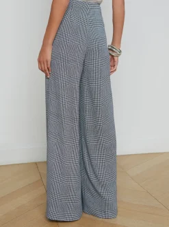 Fashion - Nova Pleated Wide-Leg Pant - White/Black Glen Plaid Pants