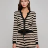 Outlet - Orla Pointelle Knit Cardigan - Black/Natural Stripe Sweaters & Knits