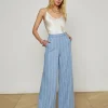 Online L’agence - Pilar Pinstriped Wide-Leg Pant - Sky Blue/White Pinstripe Pants
