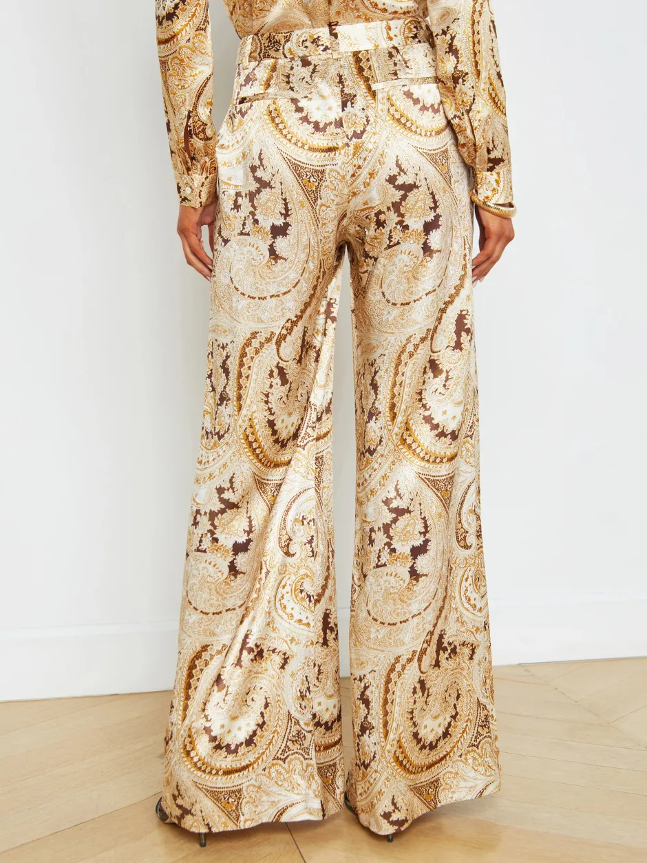 Online L’agence - Pilar Wide Leg Pant - Ivory Multi Boute Paisley Pants