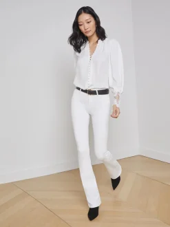 Sale L’agence - Selma H/R Sleek Baby Boot - Blanc Flare | High-Rise