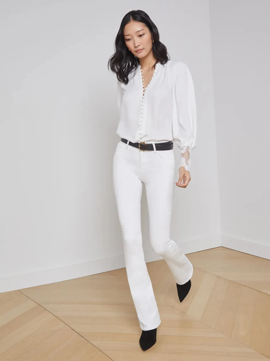 Sale L’agence - Selma H/R Sleek Baby Boot - Blanc Flare | High-Rise