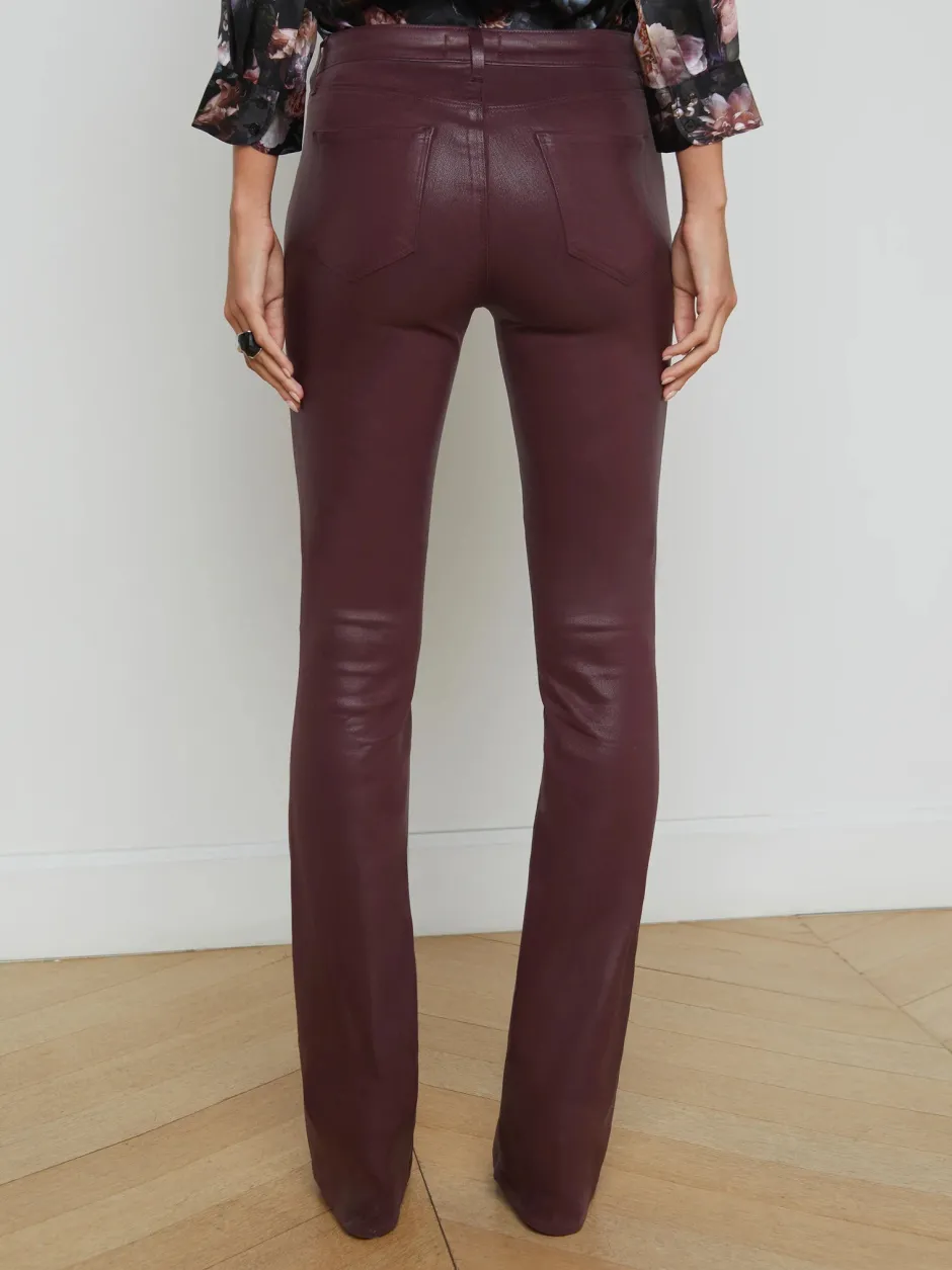 Sale - Selma H/R Sleek Baby Boot - Dark Wine Coated High-Rise | Denim