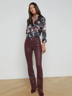 Sale - Selma H/R Sleek Baby Boot - Dark Wine Coated High-Rise | Denim
