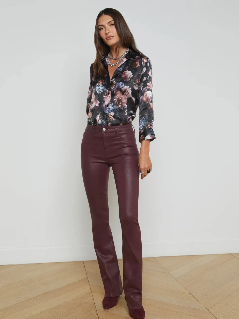 Sale - Selma H/R Sleek Baby Boot - Dark Wine Coated High-Rise | Denim