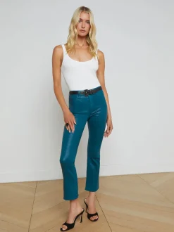 Sale - Tati Coated Micro Boot Jean - Deep Teal Coated Pants | Denim
