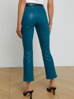 Sale - Tati Coated Micro Boot Jean - Deep Teal Coated Pants | Denim