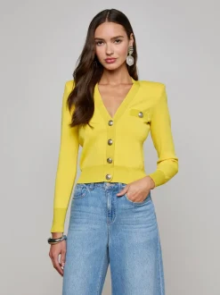 New - Taya V-Neck Cardigan - Lemon Tonic/Nickel Sweaters & Knits