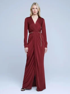 Discount L’agence - Thea Dress - Black Cherry Dresses | Long Dresses