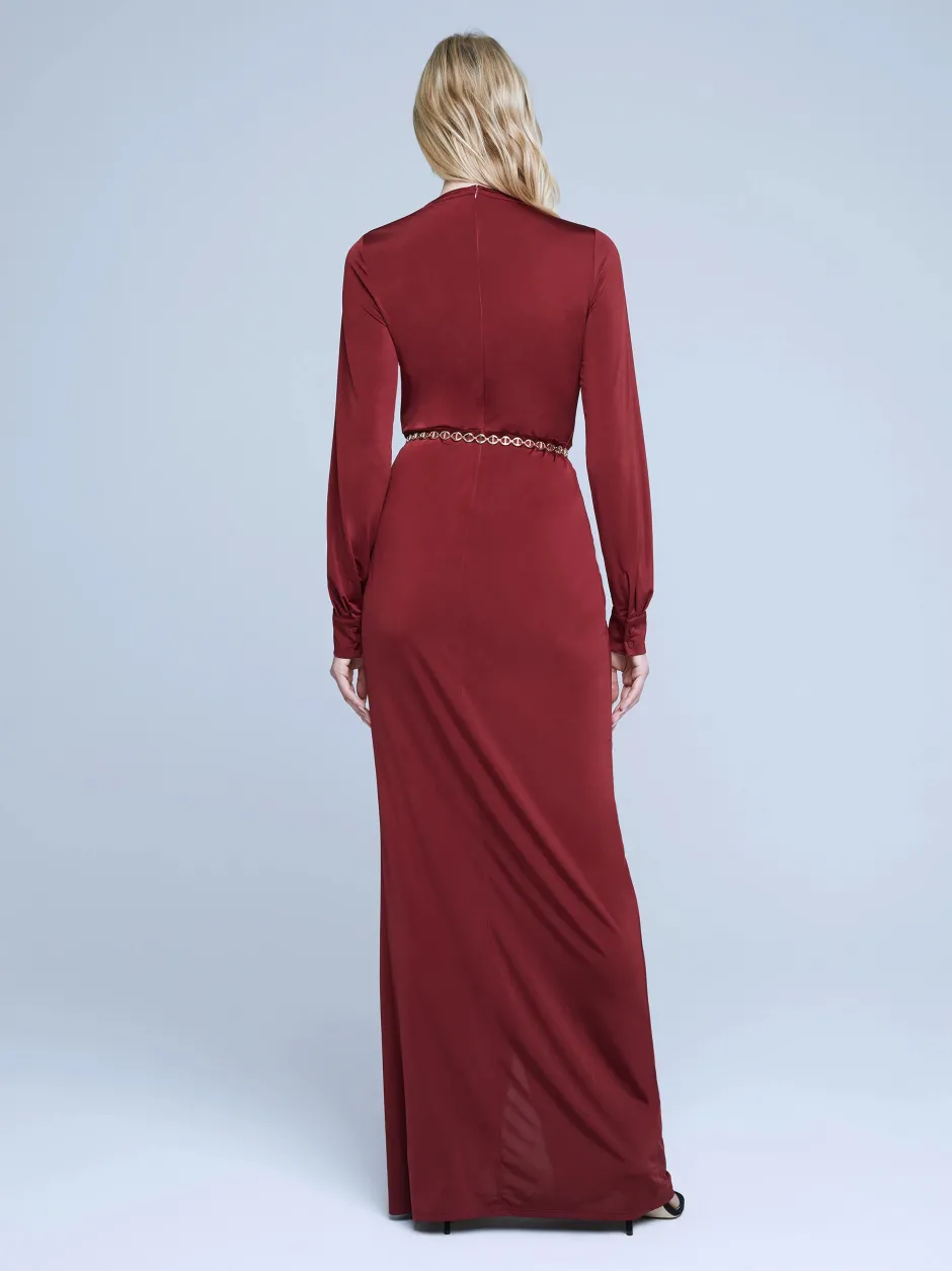 Discount L’agence - Thea Dress - Black Cherry Dresses | Long Dresses